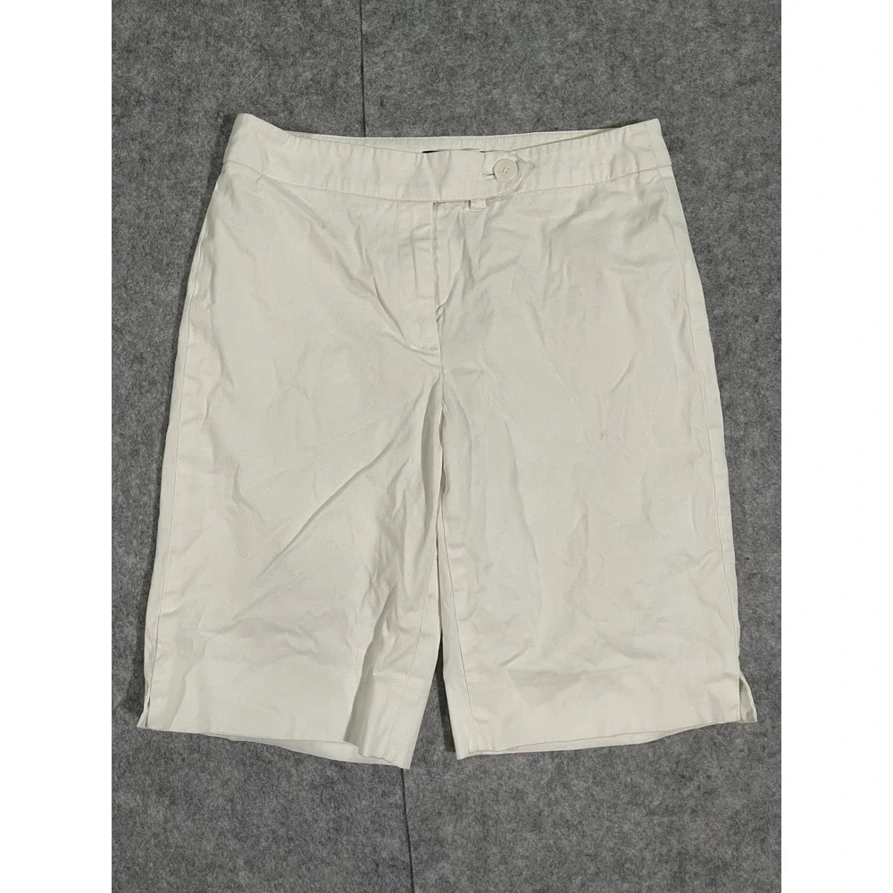Jones New York Signature Petite White Bermuda Shorts Stretch Cotton Size 2P